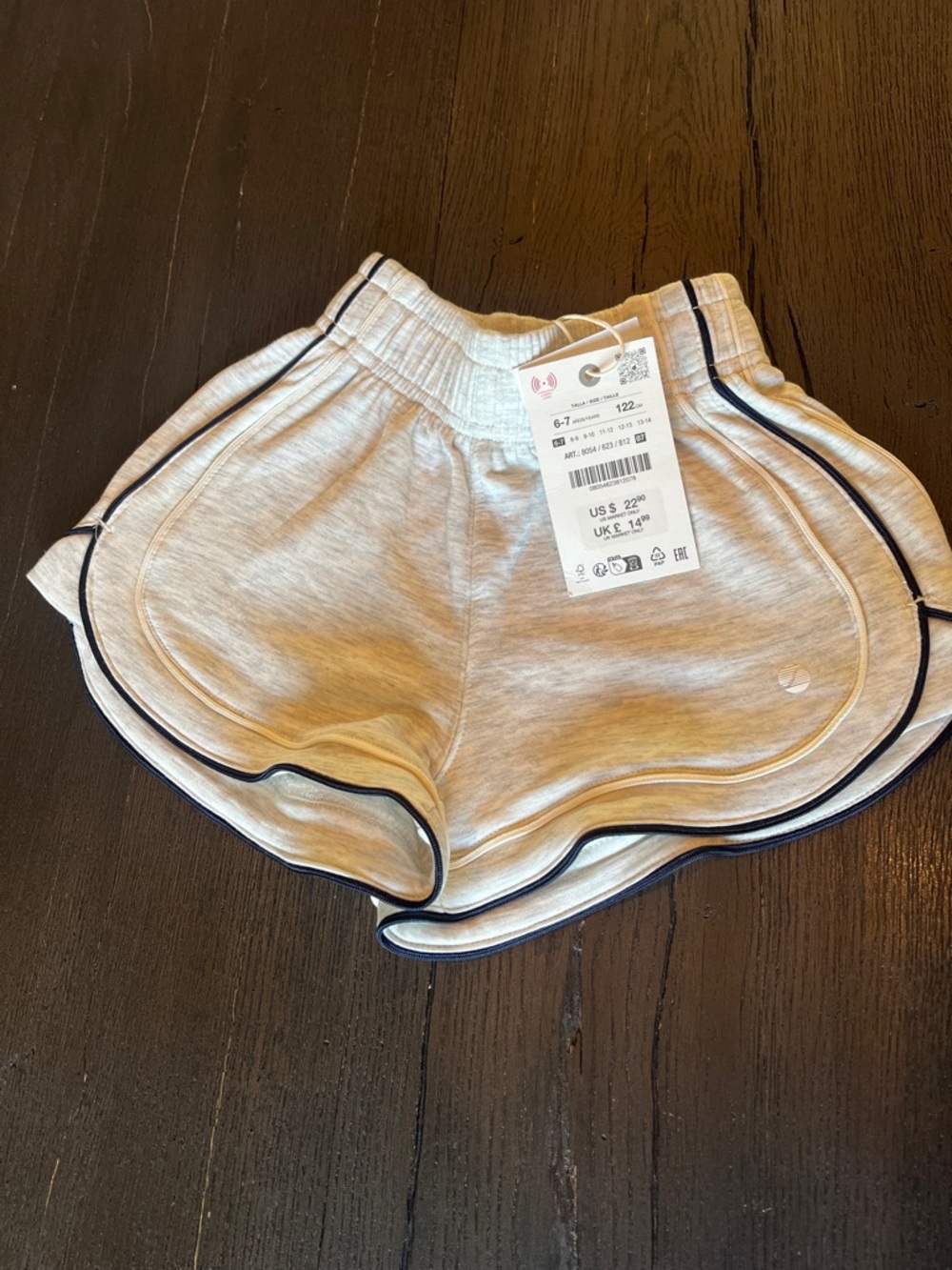 Zara Light Gray Shorts with Black Piping